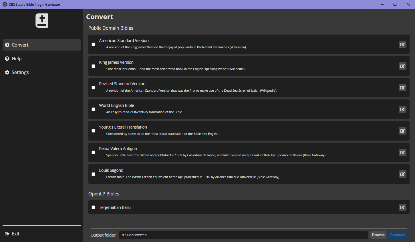 Generator program user interface